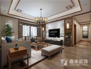 2023新中式家居客厅吊顶设计效果图