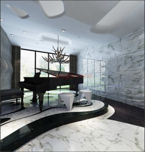2023现代别墅家庭钢琴房设计效果图片