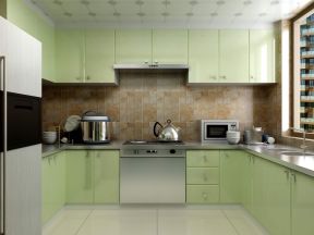 2020烤漆绿色橱柜效果图 2020厨房绿色橱柜效果图 