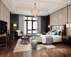 新中式别墅卧室装修效果图 2020家居新中式吊灯图片