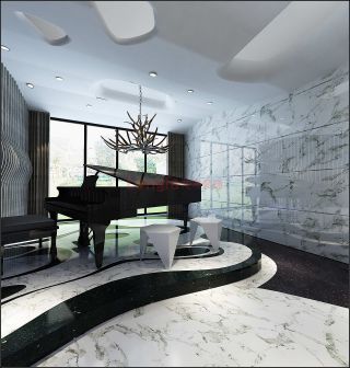 2023现代别墅家庭钢琴房设计效果图片