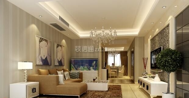 2020现代三居客厅设计 现代沙发背景墙装修效果图片 