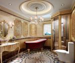 欧式高档别墅室内浴室圆形吊顶设计图片