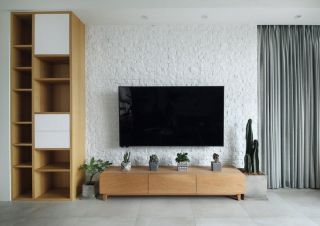 115平米房子客厅文化砖电视墙设计图