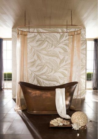 高档浴室弧形浴帘隔断设计图片