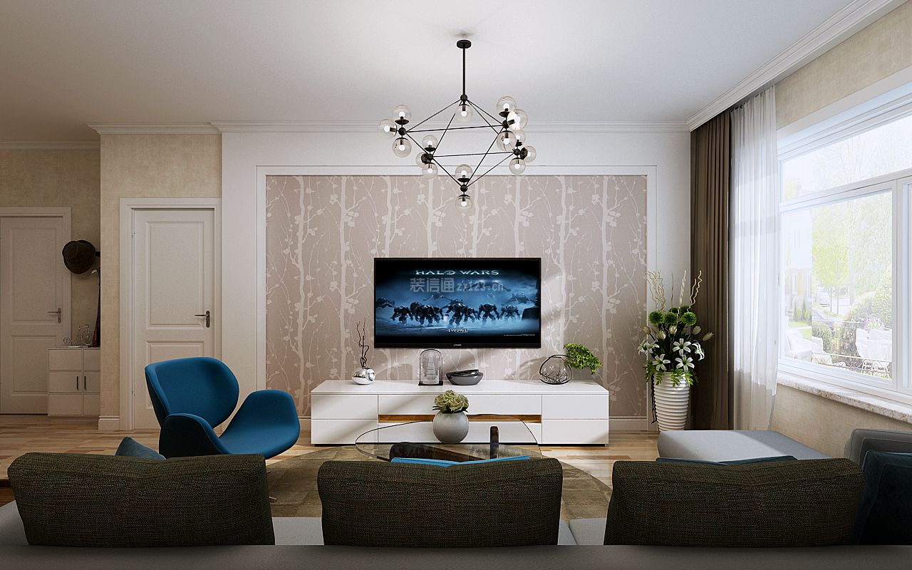 时尚现代100平二居客厅装修设计效果图