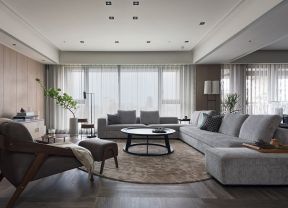 2020现代客厅圆茶几效果图 2020灰色沙发效果图 灰色沙发贴图 