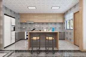 2023简单原木风开放式厨房吧台椅设计效果图