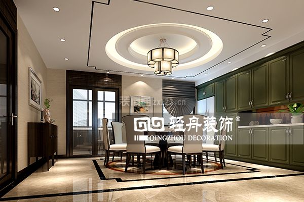 新中式风格餐厅装修效果图 2020新中式风格餐厅吊灯图片 