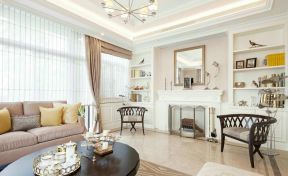 欧式家装客厅白色窗帘设计效果图片