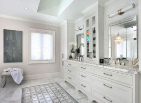 欧式家装别墅卫生间白色浴室柜图片