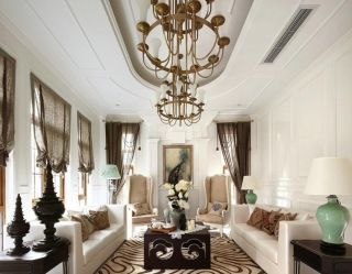 豪华欧式客厅简约白色吊顶家装图片