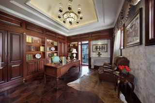 欧式古典家装书房办公书桌设计效果图
