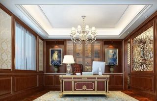 欧式古典家装办公书房设计效果图一览