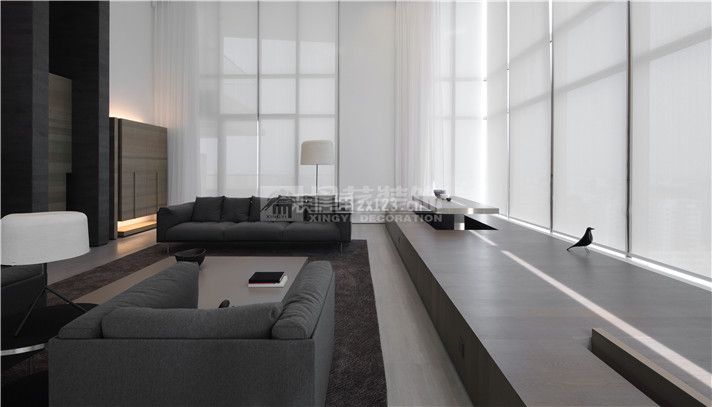 300平米复式现代简约风格装修客厅效果图