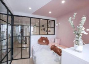  2020粉色卧室效果图 淡粉色卧室装修效果图片 粉色卧室窗帘  2020简约家居卧室隔断设计