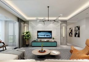 美的林城134平米四居室港式风格装修电视背景墙效果图