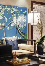 传统新中式客厅沙发背景墙设计图片