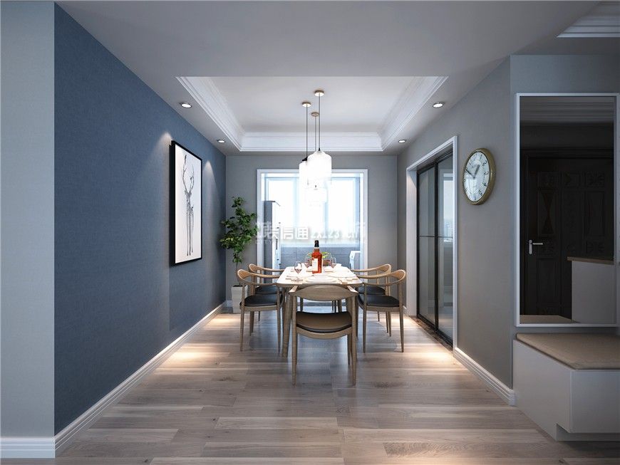 紫薇东进140平米三居室现代简约风格餐厅装修效果图