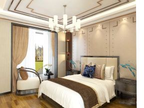 香邑溪谷130平米三居室中式风格客房装修效果图