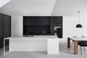 现代黑白简约装修效果图 黑白厨房装修效果图 2020家装黑白调