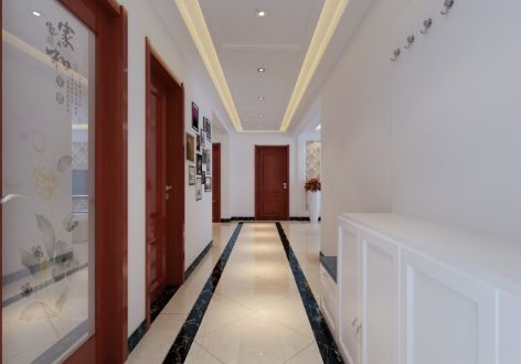 京港国际120平米三居室现代风格装修效果图