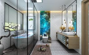 2023现代浴室玻璃隔断装修效果图
