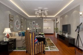 林语国际130平米三居室美式风格客厅装修效果图