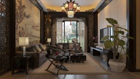 华茵桂语110平米现代中式客厅装修效果图