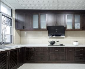  中式厨房橱柜 厨房实木橱柜效果图 2020厨房实木橱柜效果图