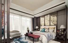 中国古典风格卧室床摆放图片