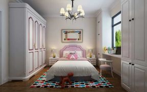 淡粉色简约欧式卧室床设计效果图片