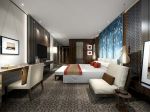 新中式风格家庭大卧室背景墙装修效果图