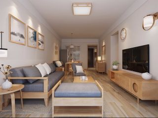 富力悦禧73平米两居室日式风格客厅装修效果图