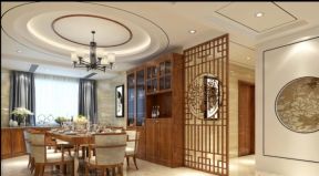 新中式风格190平米四居餐厅隔断装修效果图