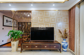 大气新中式客厅电视柜设计图片