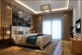 珠江御景豪苑260平米现代中式主卧室装修案例