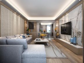 曲江紫汀苑新中式103平二居室客厅装修案例