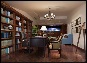 350平别墅美式风格书房设计图片