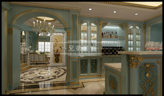 欧式新古典风格别墅酒柜吧台设计效果图