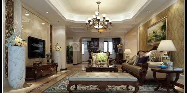 上海豪都国际350平别墅美式风格装修案例