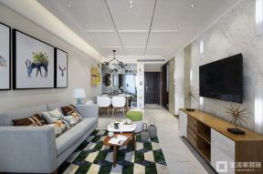 简约现代风125平米三居客厅装饰画设计效果图片