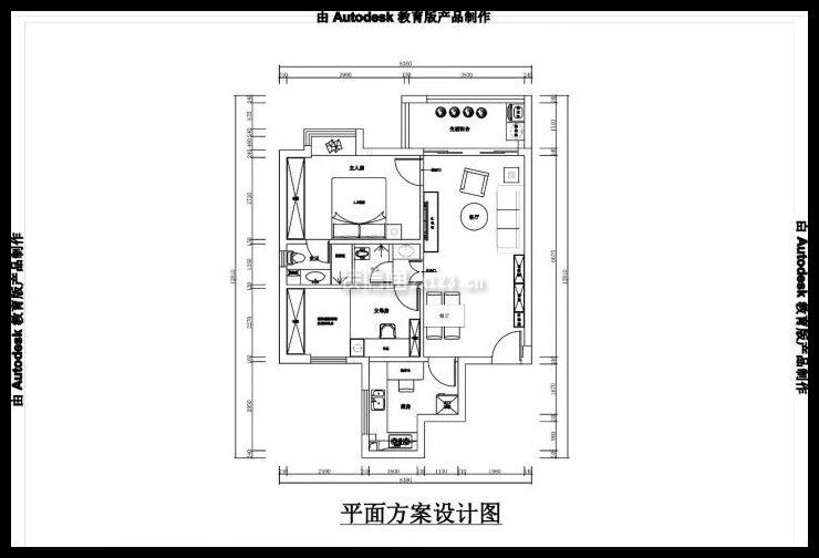 78平米二居室户型设计图