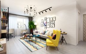 2023北欧风格90平米二居客厅沙发墙装修效果图