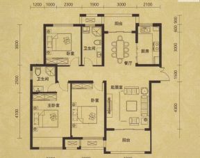 133平米三房户型设计图