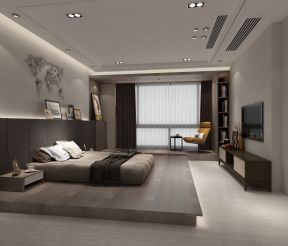现代风格135平米三居室卧室电视墙装修设计效果图