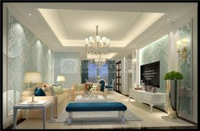 华发蔚蓝堡200平米平层欧式风格客厅装修效果图