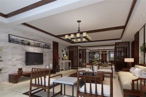 珠海锦绣国际花城144平米三居室中式风格装修案例赏析