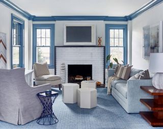 欧式客厅蓝色家居地毯装饰图片