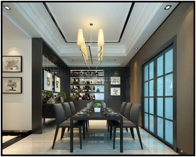 尚东领御260平米别墅现代简约风格餐厅装修效果图